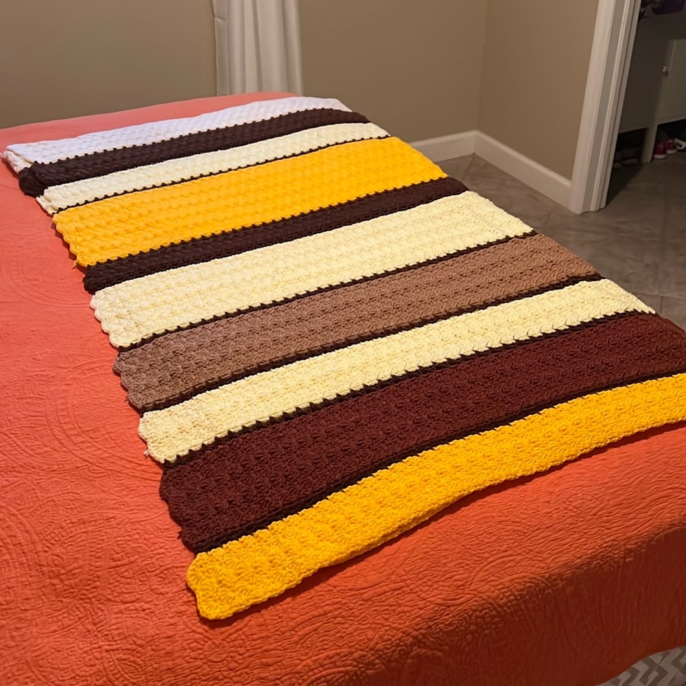 Large Handmade Vintage Boho Colorful Crochet Granny Afghan Throw Blanket